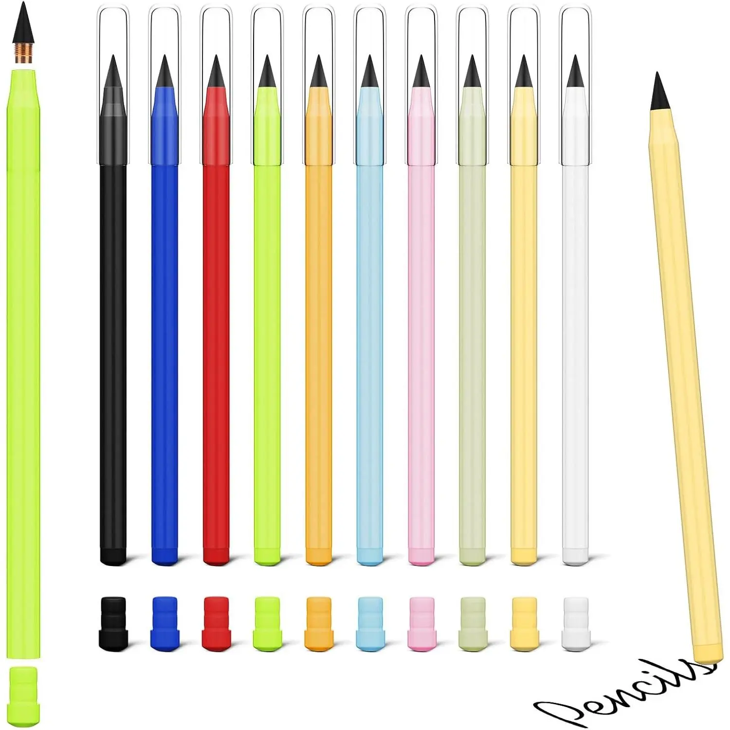Everlasting Pencil - 10 count Inkless Infinity Pencils with 20 Extra Erasers for  Office School Writing Drawing