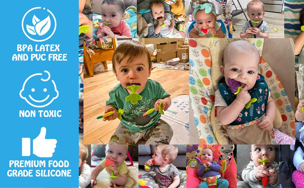 Teething Toys (5 Pack) - Infant Teething Keys Set, BPA-Free, Natural Organic Freezer Safe for Infants and Toddlers, Silicone Baby Teethers