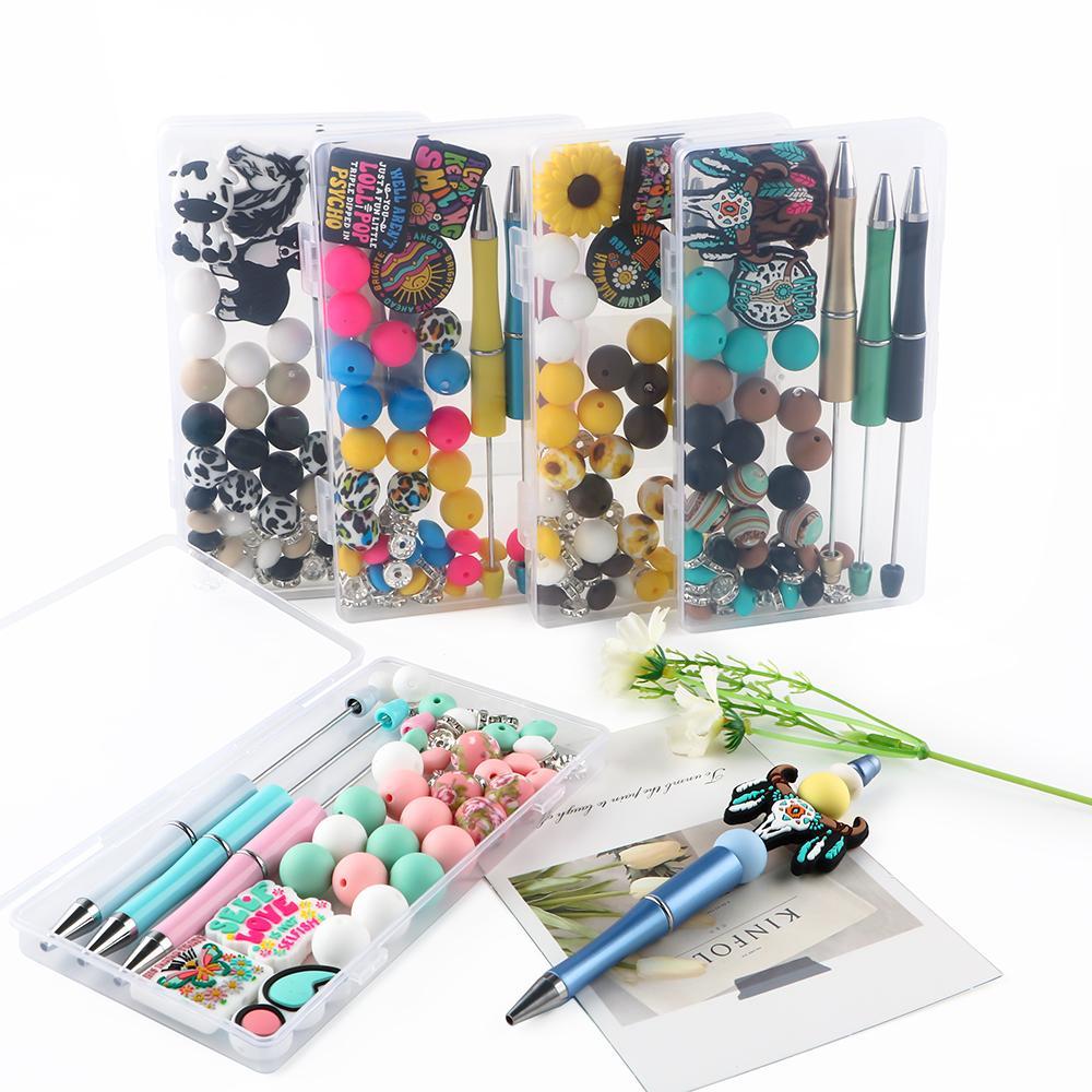 Animal Silicone Focal Beads Set, 54pieces/Box Printed Round and Lentil Beads, DIY Jewelry and Pen-Making Kit