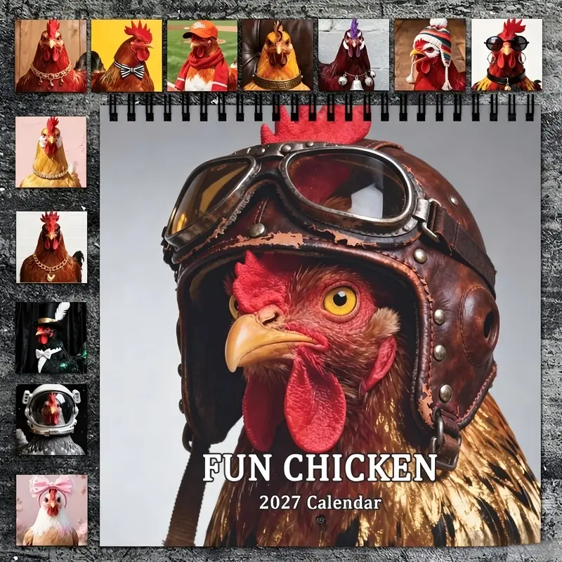 2027 Year of the Rooster Calendar - Foldable Monthly Calendar with English Date and Chinese Design Suitable for Home and Office - Comes with Date Cover for Daily Planning, Christmas and New Year Gifts