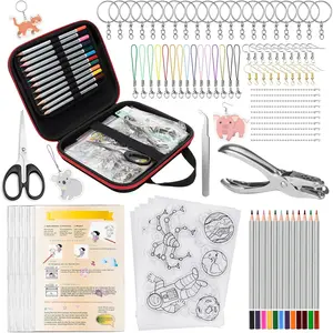 206 count Shrinky Dink Sheets Kit with Case, Shrink Art Shrink Plastic Sheet Shrinky Dink  Kit with 25 count Shrinky Paper Sheets Keychains Accessories for DIY Ornaments Craft Rings Keychains