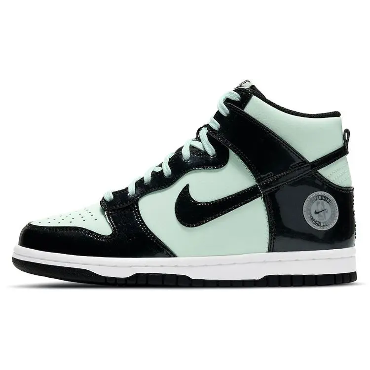 Nike Dunk Low Men's Shoes in Mint Green with Patent Synthetic Leather and Comfortable High-Top Design Verifiable, with credentials and supporting global authentication