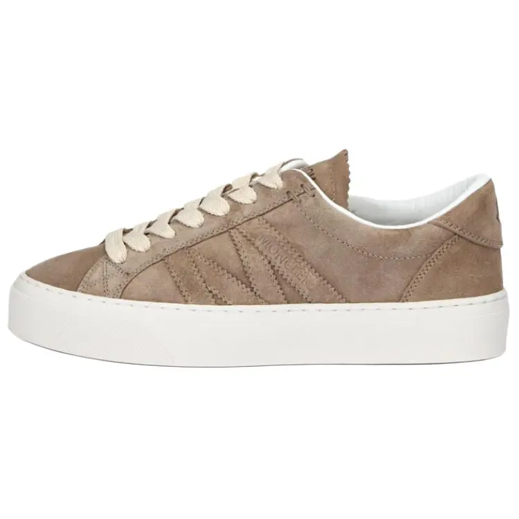 Women's Moncler Monaco 2 Brown Suede Low-Top Lace-Up Casual Footwear - Trending Flats, Official House White Shoes (Maison Mihara)