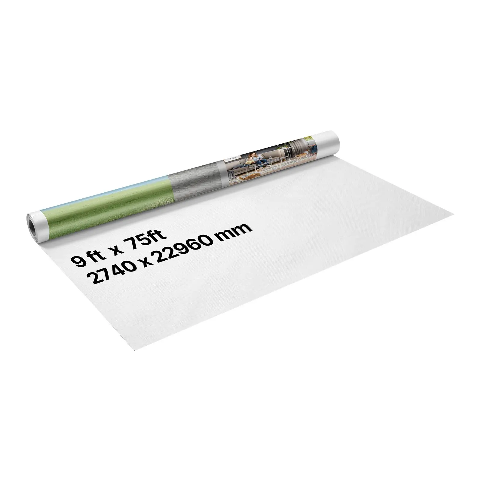 VEVOR House Wrap, 9x75 ft 0.13 mm Thick Vapor Barrier, Heavy-Duty Plastic Sheeting, Tear-Resist Drop Cloth for Residential Construction, White