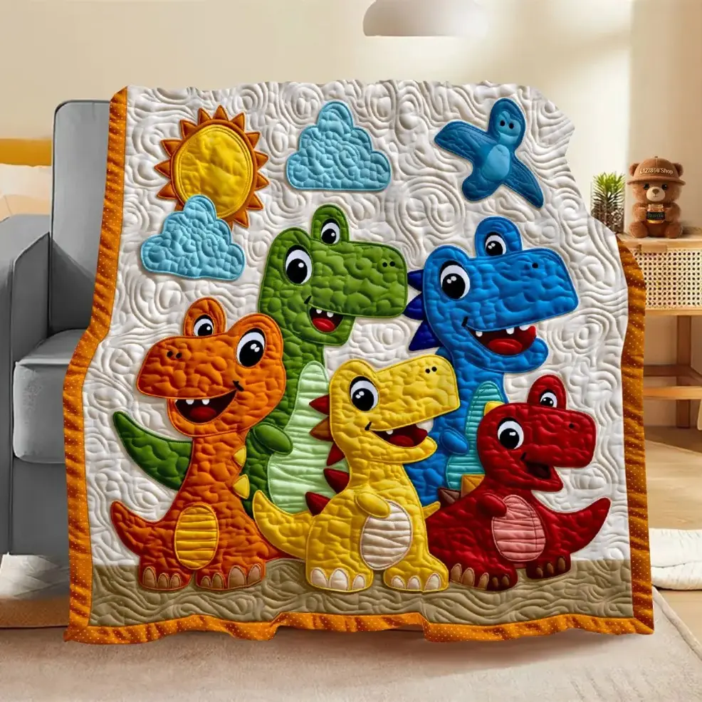 2D Digital Printed Animal Print Fleece Throw Blanket - Polyester Clothing, Multi-Size, Colorful Cute Dinosaurs, Soft Warm Comfortable, for Adults, Living Room Decor, Indoor/Outdoor Use, Sun & Cloud Elements, Holiday/Birthday Gift