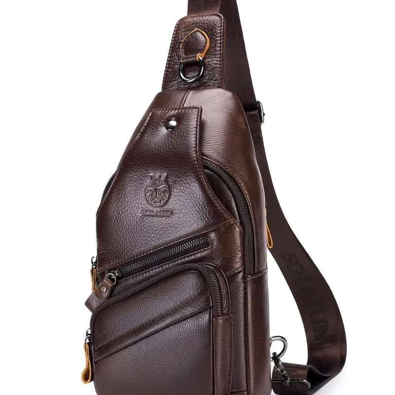Men's Vintage Leather Fanny Pack, Bum Bag, Cowhide Belt Bag, Everyday Bags, New Style Casual Solid Color Shoulder Bag for Daily Used, High-quality Chest Bag for Daily Travel Work Commute #GLOBAL PICKS