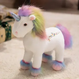 32cm Cartoon Rainbow Unicorn Plush Doll High Quality Cute Colorful Hair Unicorn Stuffed Animal Home Decoration Gift For Children