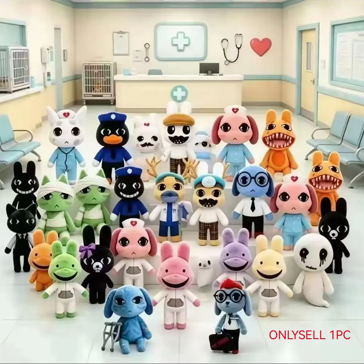 Cute Plush Toy, Soft Adorable Stuffed Animal Hospital, Home Decor, Perfect for Easter, Christmas, Halloween, Birthday Gifts