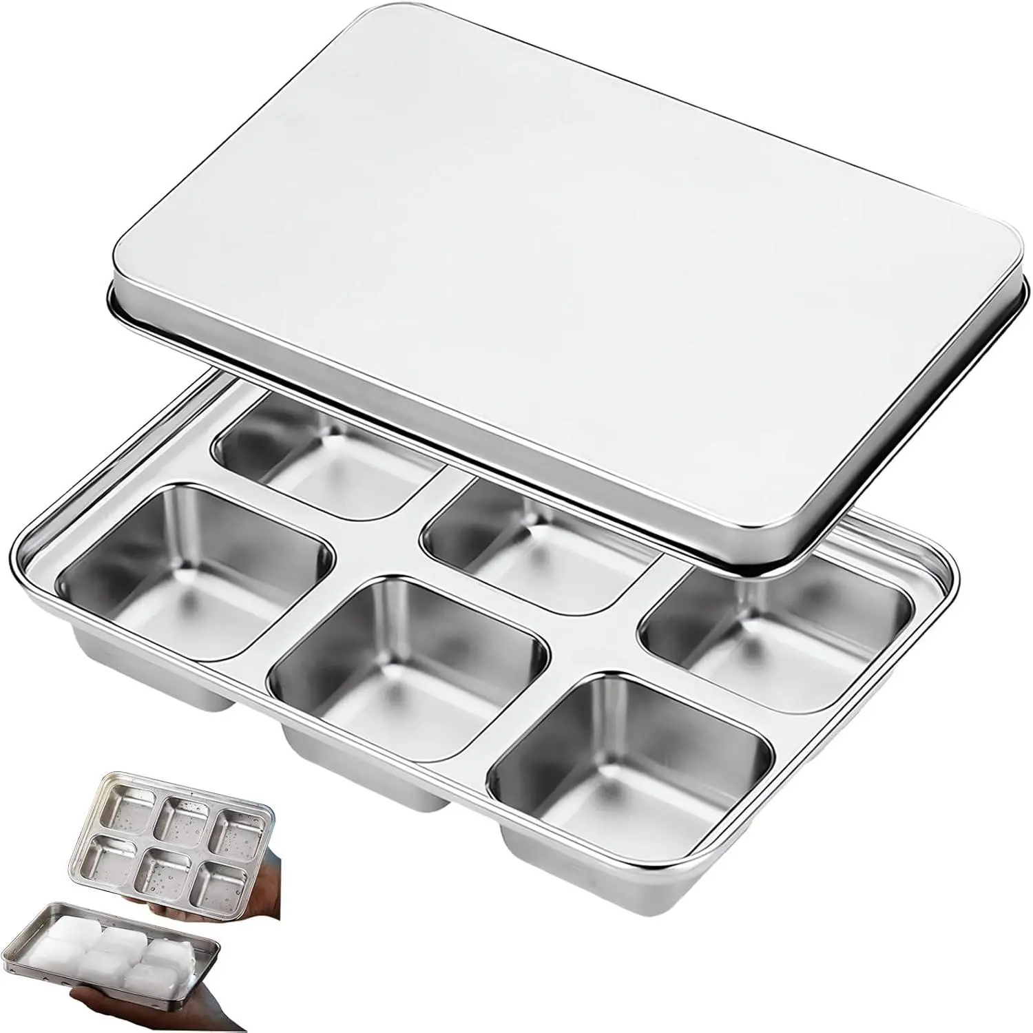 Stainless Steel  Tray with Lid, Easy Release, 1 Pack |  Metal  Mold for Freezer, , Plastic Free, Ideal for ,  & Drinks