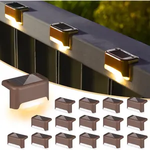 Solar Deck Lights Outdoor 16/8 Pack, Waterproof LED Step Lights for Outdoor Stairs Fence Yard Patio Pathway Decoration