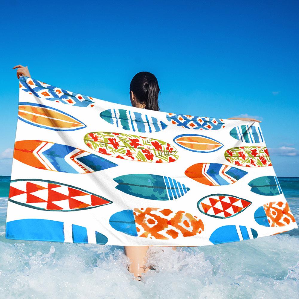 Quick-drying printed beach towel Adult microfiber seaside sunscreen absorbent towel Outdoor swimming bath towel