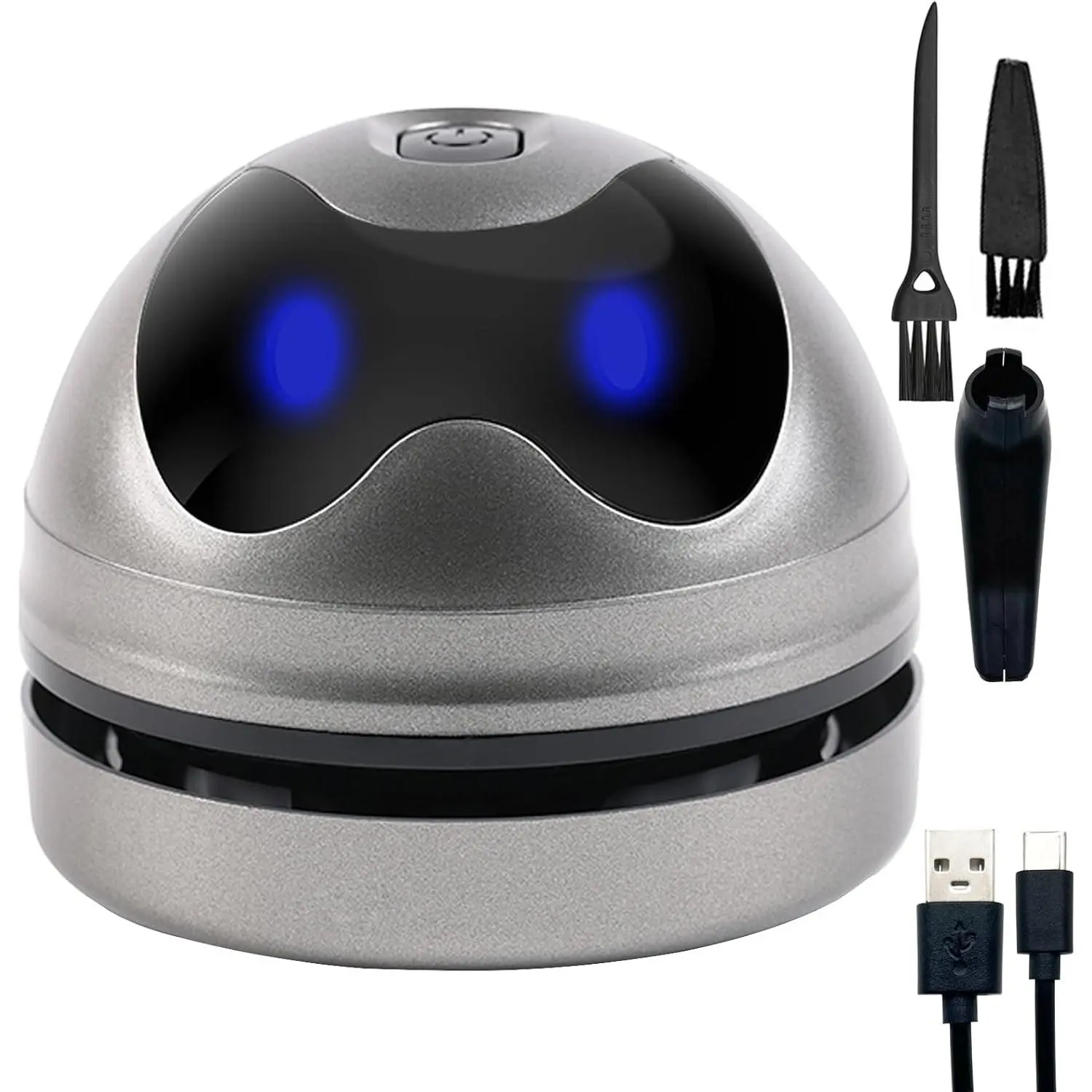 Mini Desktop Vacuum Cleaner USB Type-C Rechargeable for Cleaning Desk Table Crumbs Keyboard Computer with Nozzle
