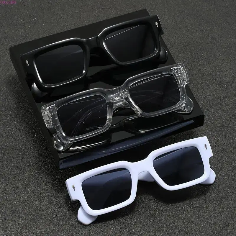2026 3Pcs Unisex Small Square Polarized Sunglasses Set, Lightweight Full Rim Plastic Eyewear In Black Clear White Frames, Anti Reflective Sleek Shades For Driving Daily Wear Festival & Gifting