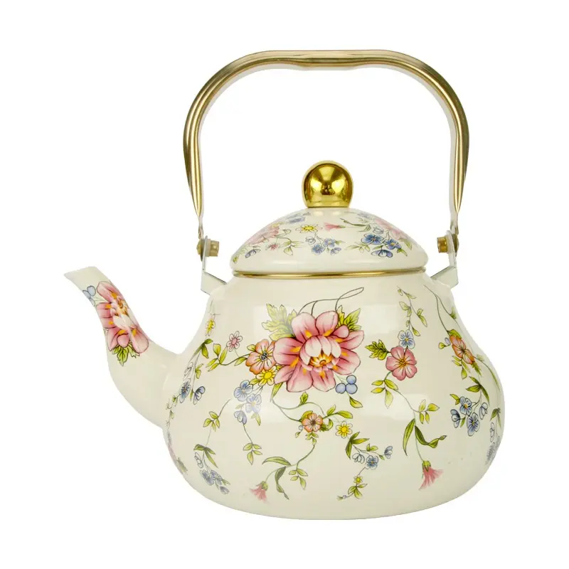 1pc Enamel Water Kettle, British Milk Tea Pot, Teapot, Coffee Pot, Handmade for Kitchen, Kitchenware, Outdoor Afternoon Tea, Gift Idea