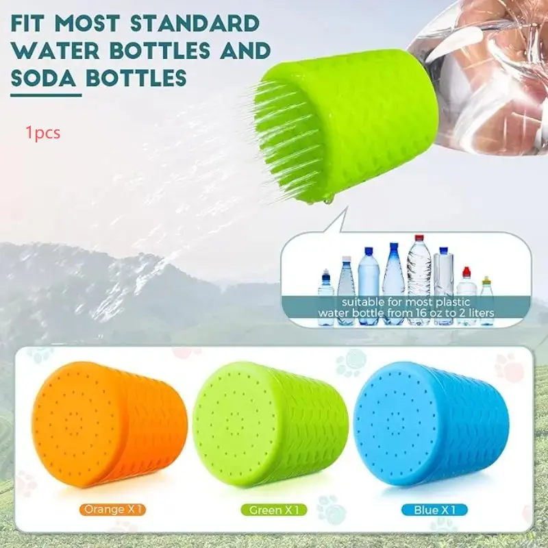 Portable Outdoor Shower Attachment, Fits Most 16oz to 2L Plastic Bottles, Hiking Camping Bath Gear, Silicone Nozzle, Model 1005C