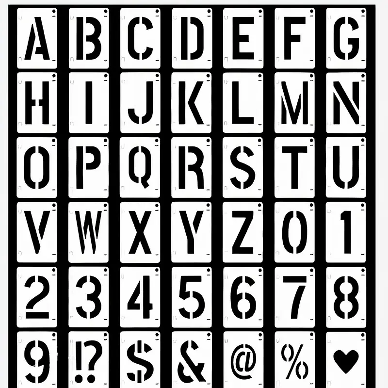 42 Piece Interlocking Alphabet and Symbols Template Set, Reusable Versatile Letter Templates for Wood, Wall, Fabric, Stone, Blackboard, DIY Art Projects