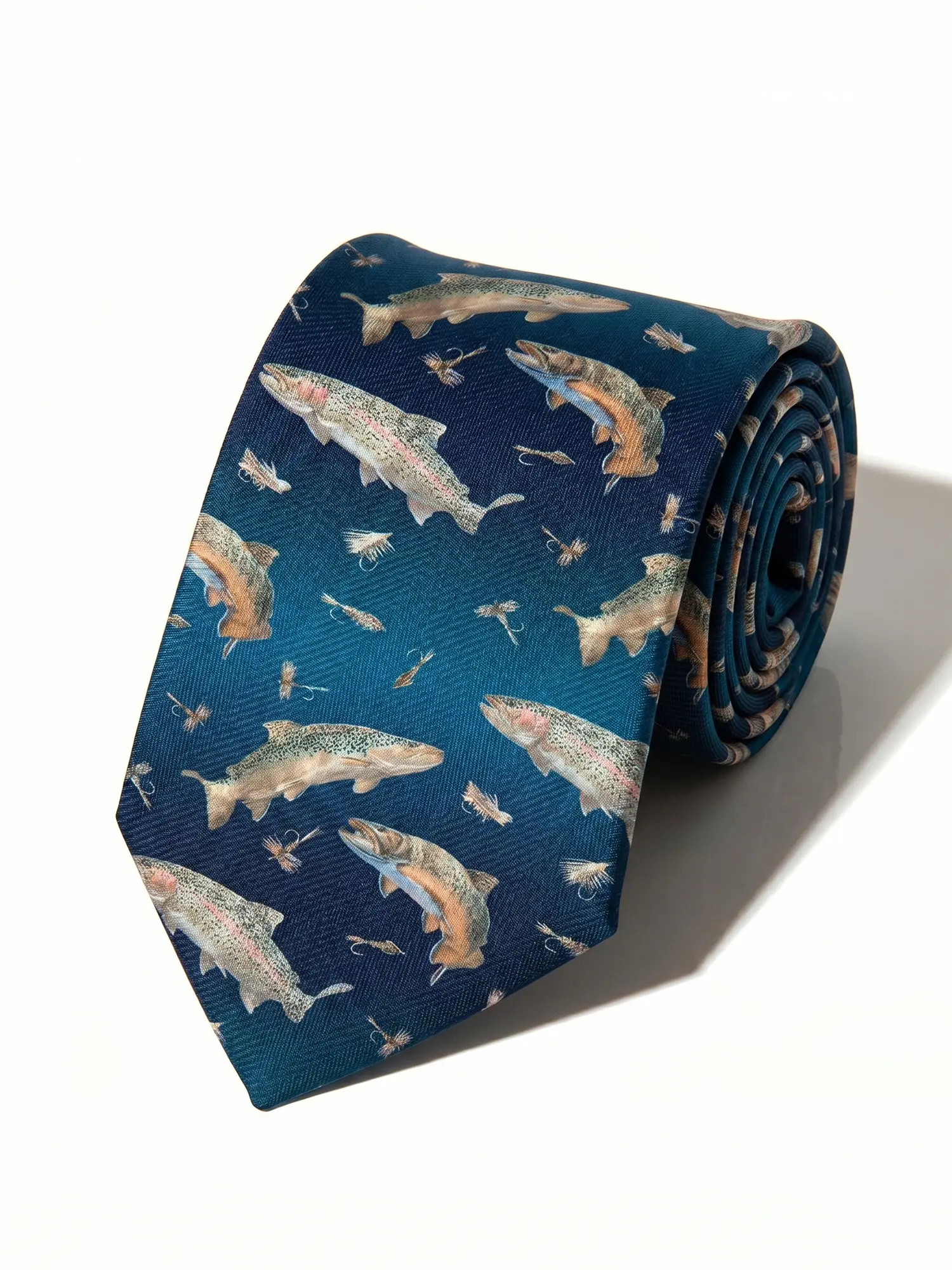 Men's Fish Themed Funky Skinny Necktie - Lightweight Polyester Printed Tie for Birthday, Anniversary, Everyday, Casual Business Suits, Beach, Men's Accessories, Animals, Clothes, Wedding, Vibrant, Unisex