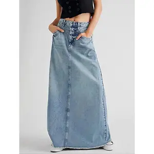 18ACTIVEKITWomen's pocket button denim skirt, plus size skirt, street fashion casual comfortable denim skirt, suitable for daily outdoor wear, summer women's bottoms