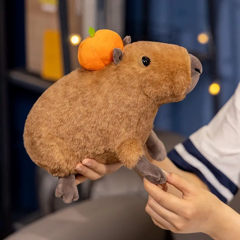 Cute Halloween Pumpkin Hat Capybara Plush Toy, Super Soft Capybara Stuffed Animal, Perfect Gift for Holidays and Birthdays, Home Decor