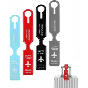 T Tersely 4-Pack Leather Luggage Tags with Full Back Privacy Cover - Name ID Holder for Suitcase & Baggage - Travel Accessories - Gifts for Women & Men - Multicolor