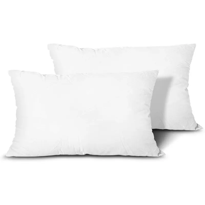 Set of 2 12x20 in White Down Alternative Polyester Fill Throw Pillow Inserts - Lightweight, Machine Washable Couch Cushion Sham Stuffers for Sports & Outdoor Fitness Strength Training Recovery, Two Pieces