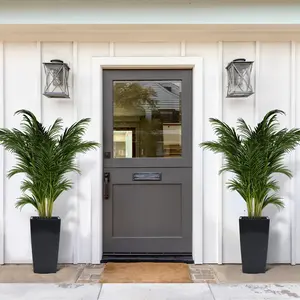 OP- Self-Watering Rectangular Planters Set of 2 – 16" Tall Black Plastic Plant Pots with Drainage Holes, Water Level Monitor, Automatic Watering & Inner Bucket – Modern Indoor Outdoor Use