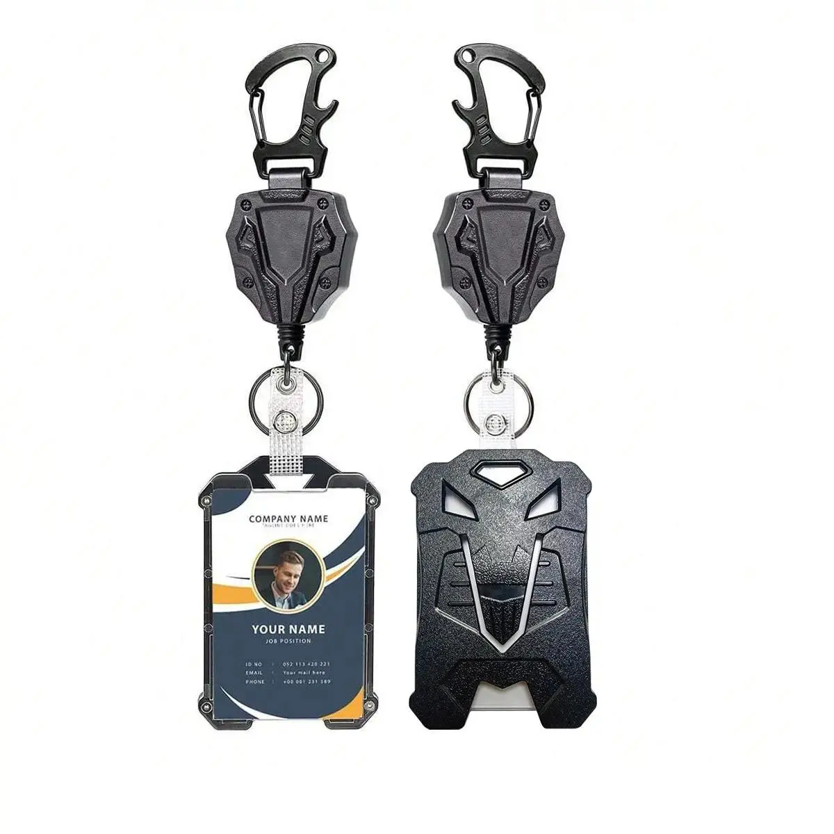 2pcs ID Badge Holder with Easy-to-remove Buckle, 1 Count Cool Retractable Reel with Card Holder, Identification Badges & Supplies for Office School Hospital, Badge Reels, Retractable Badge Holders