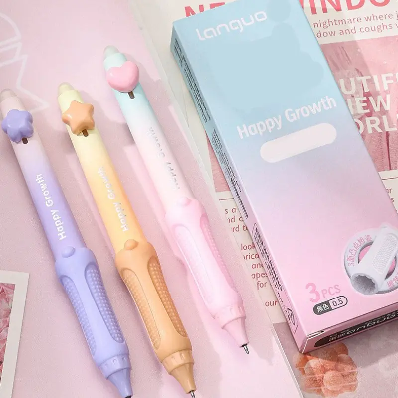 Blue Fruit Small Seed Heat-Sensitive Magic Eraser Neutral Pen, High Aesthetic Gradient Barrel, Posture Correction, Homework Pen