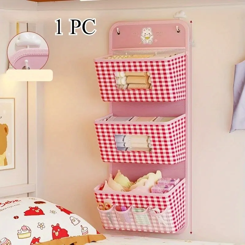 1 piece wall-mounted hanging multi functional storage bag with mesh bottom, suitable for underwear, socks, and small clothing items – portable fabric storage, essential for room organization enthusiasts