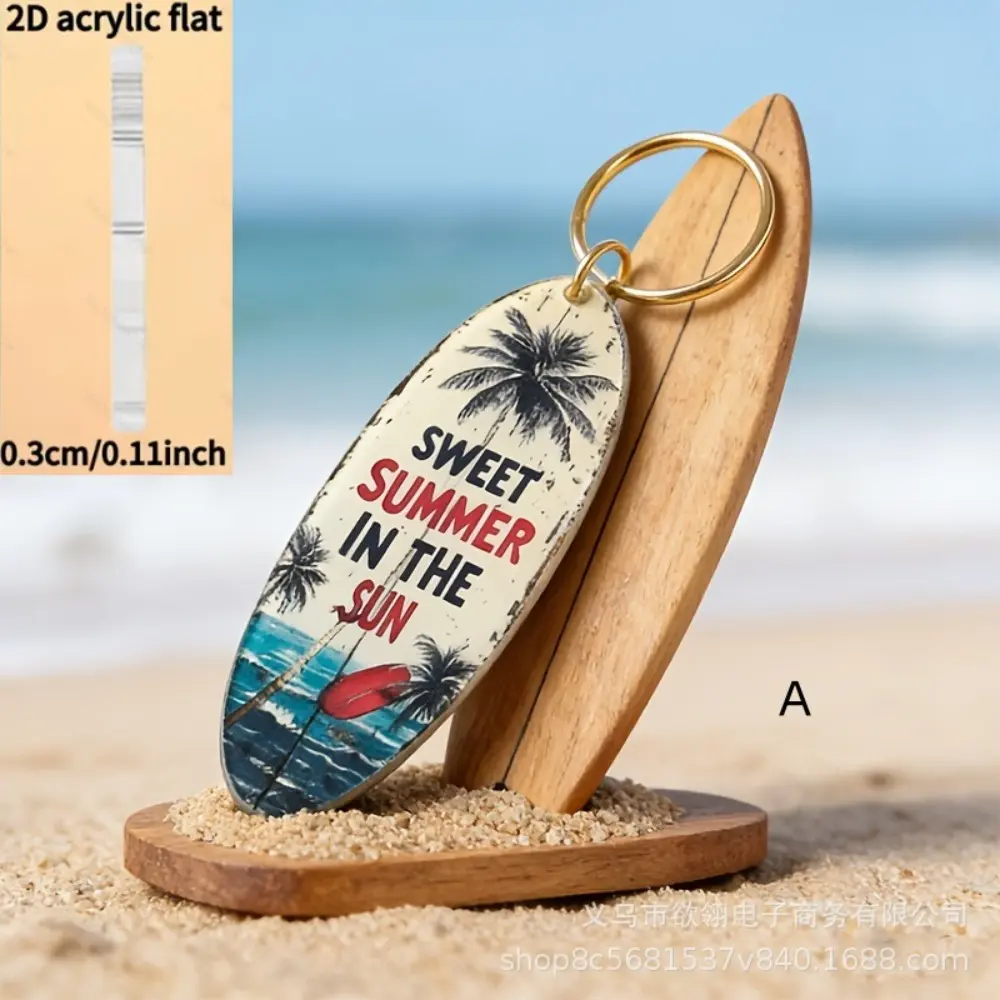 Vintage Resin Surfboard Keychain, Unisex Surf Theme Pendant for Car Keys, Beach Trip Souvenir, No, Car Key Ring, Vintage Surfboard
