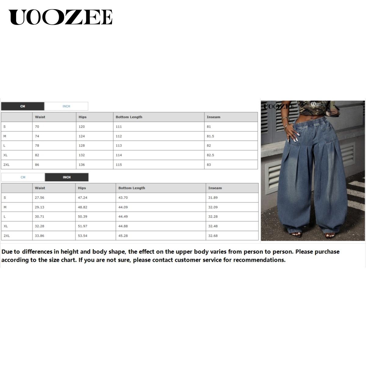 UOOZEE Women's Spring Autumn Boyfriend Style Retro Jeans Solid Color Oversized Loose Pleated Pockets Elasticity High Waist Lady Jean Pants Bottoms(Fits Larger at Waist - Check Size Guide or OrderOne Size Down) Casual stacked jeans baggy jeans