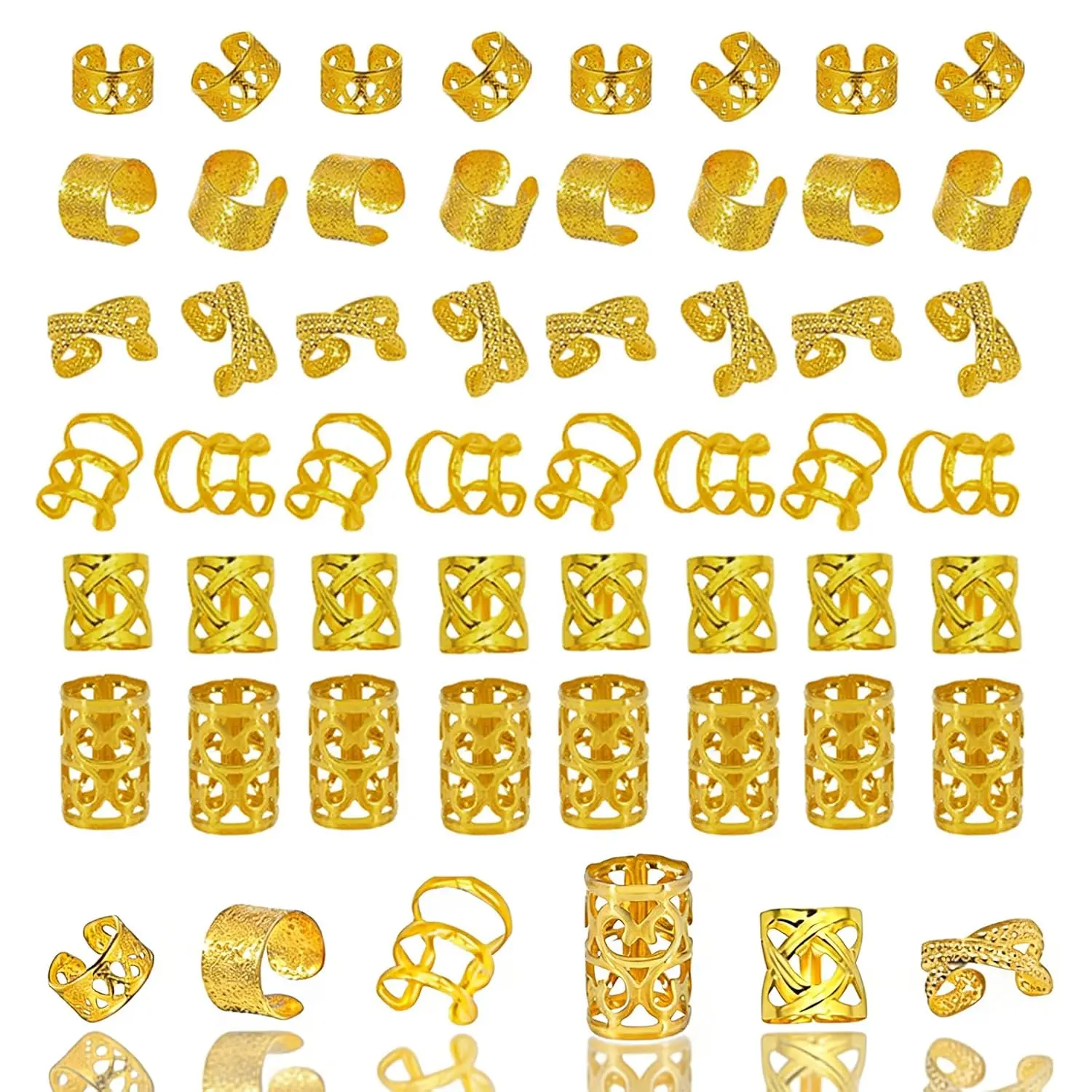 60 count  Hair  for Braids Dreadlock Hair Cuffs Adjustable Braid Rings Loc Decorations Hair Charms for Women Accessories