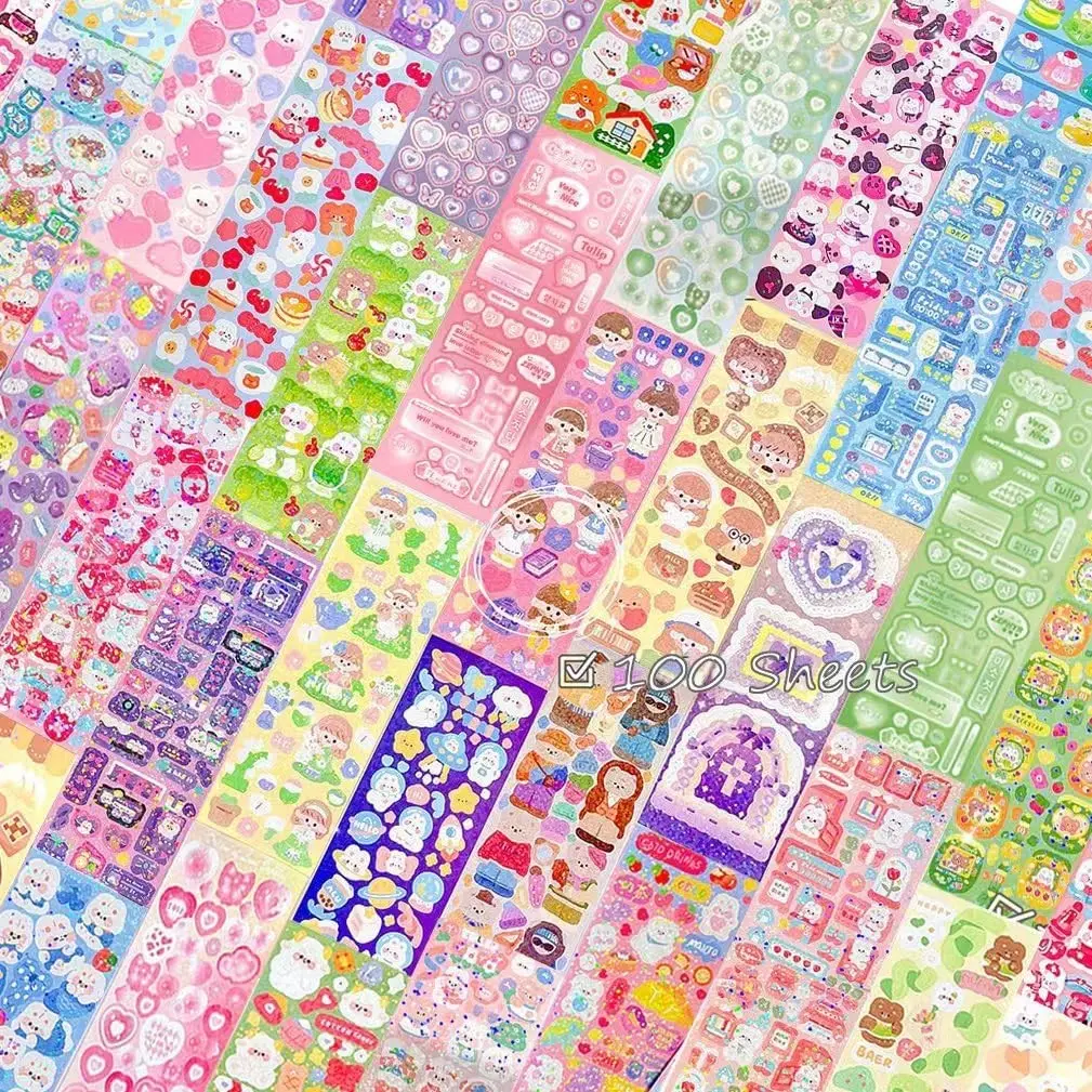 100 Sheets Stickers Deco Stickers,Photocards Journaling Anniversary Family Photo Album Arts Crafts Scrapbooking