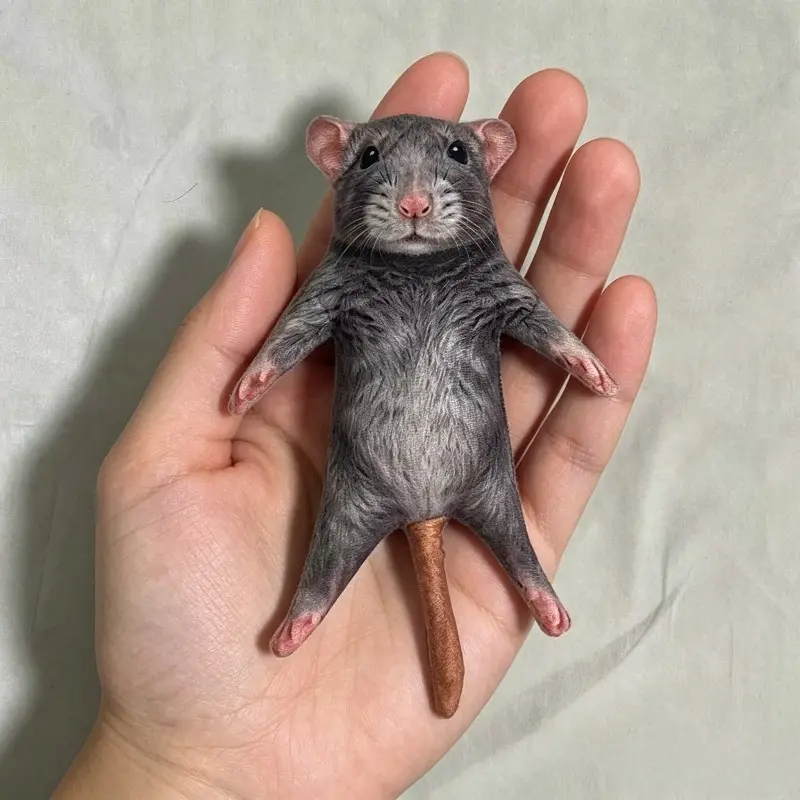 Creative 13/28cm Simulated Gray Mouse Doll Plush Cartoon Doll Soft Kawaii Nimi Animal Figure Stem Built in Skeleton Kid Gift Birthday Huggable Stuffed Animal Kawaii Stuffed Animals