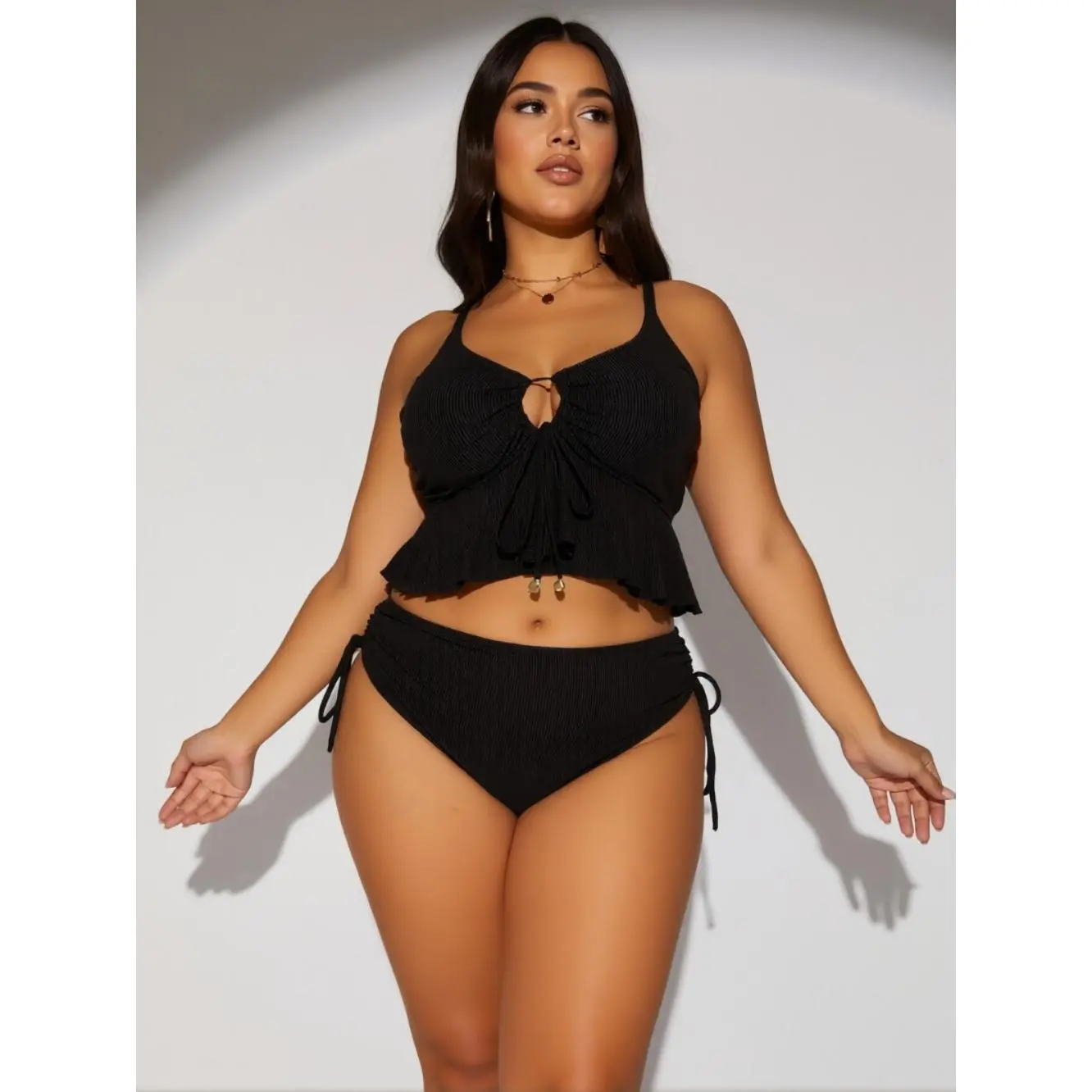 Women's Plus Size 2-Piece Halter Bikini Sets - Elegant Solid Color Push Up Backless Quick Dry Beach Wear Swimsuits, Nylon, 3XL