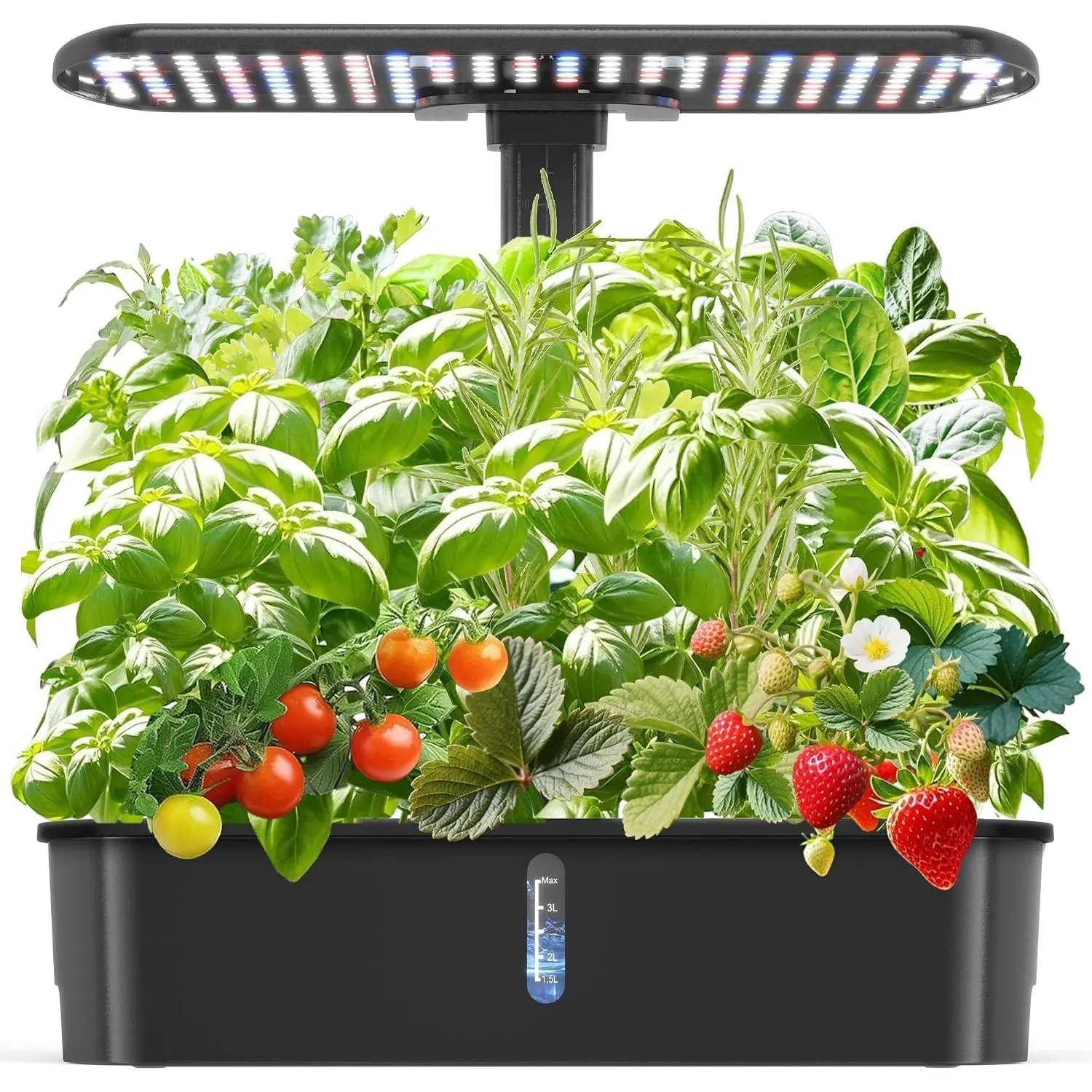 Hydroponics Growing System Kits, Smart Indoor Herb Garden with 24W LED Grow Light, Adjustable Planting Height, 12 Pods Plant Germination Kit with Quiet Pump, Ideal Gift for All Ages