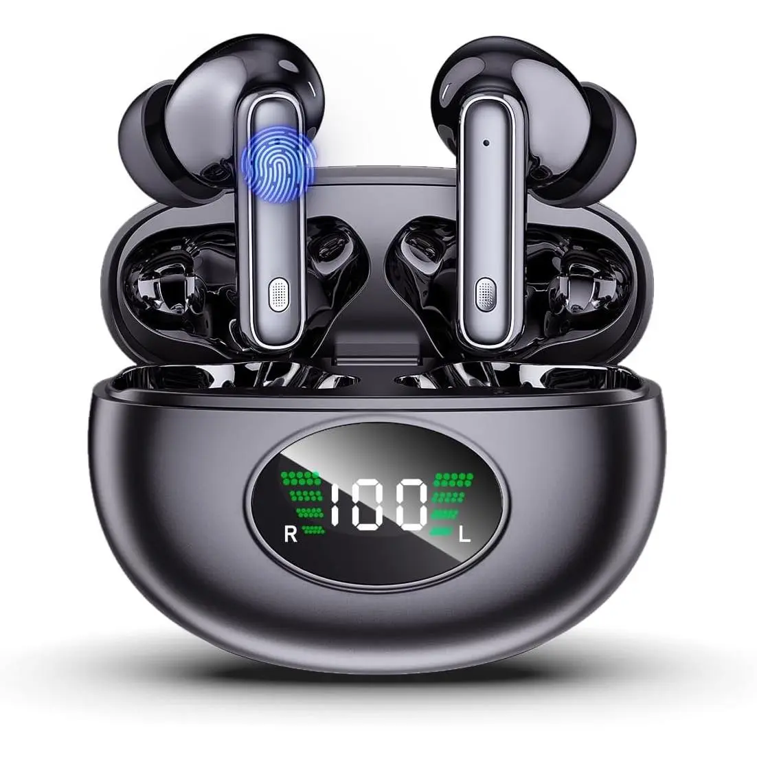 Wireless Earbuds Bluetooth 5.4 HiFi Stereo 90H Playback LED Digital Display with Language Translator, Waterproof for Gym/Running/WorkGift