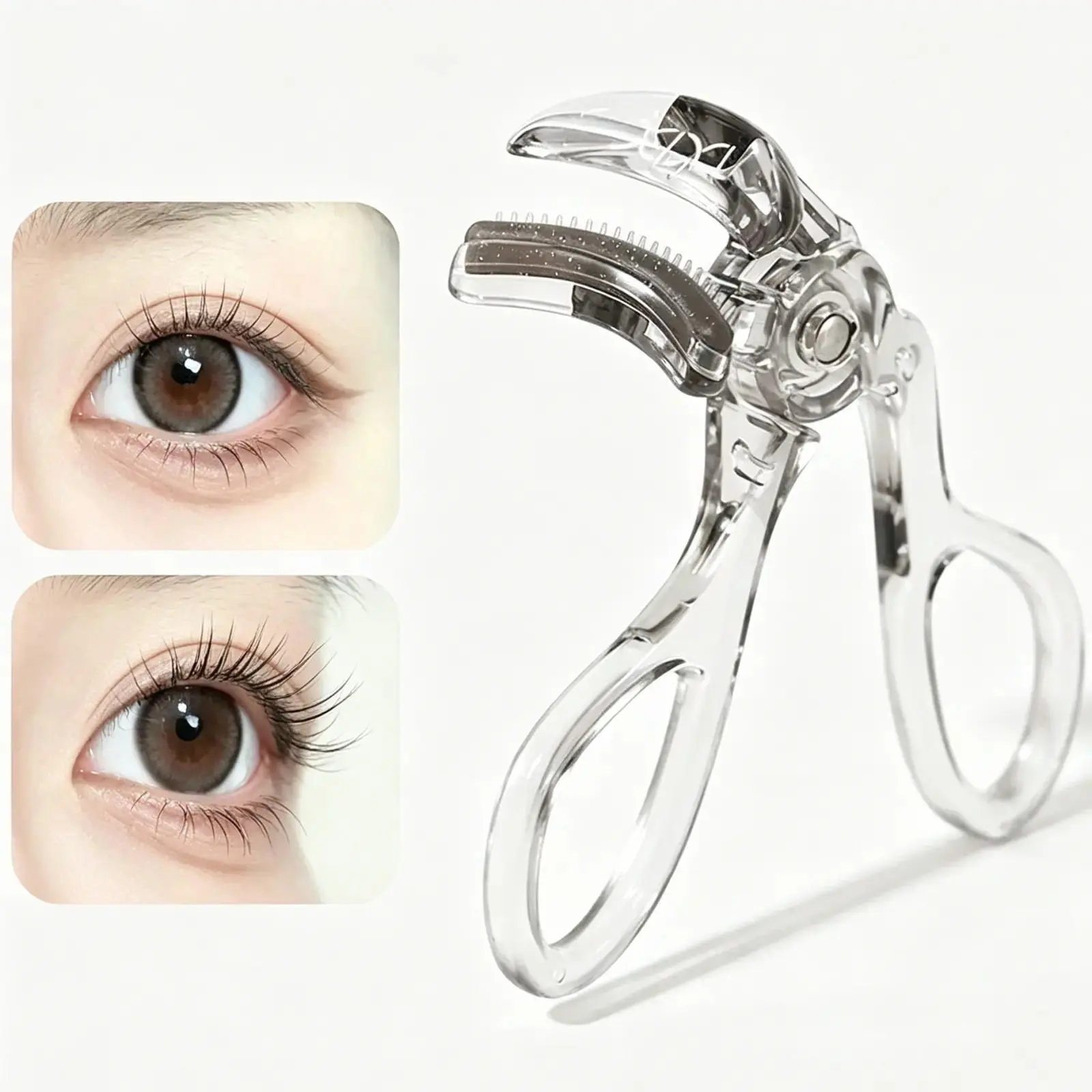 Wide Arc Eyelash Curler with Attached Comb - Sensitive-Safe Soft Contact Structure, All Eye Shapes Fit, Uniform Lash Lifting, Long-Lasting Curl, Eyelid-Safe Easy Operation (Home Supplies, Party Bags & Gifts)