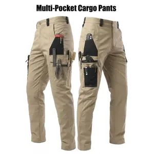 Men's Stylish Loose-Fit Cargo Pants, Abrasion-Resistant with Multiple Pockets for Outdoor Work and Construction