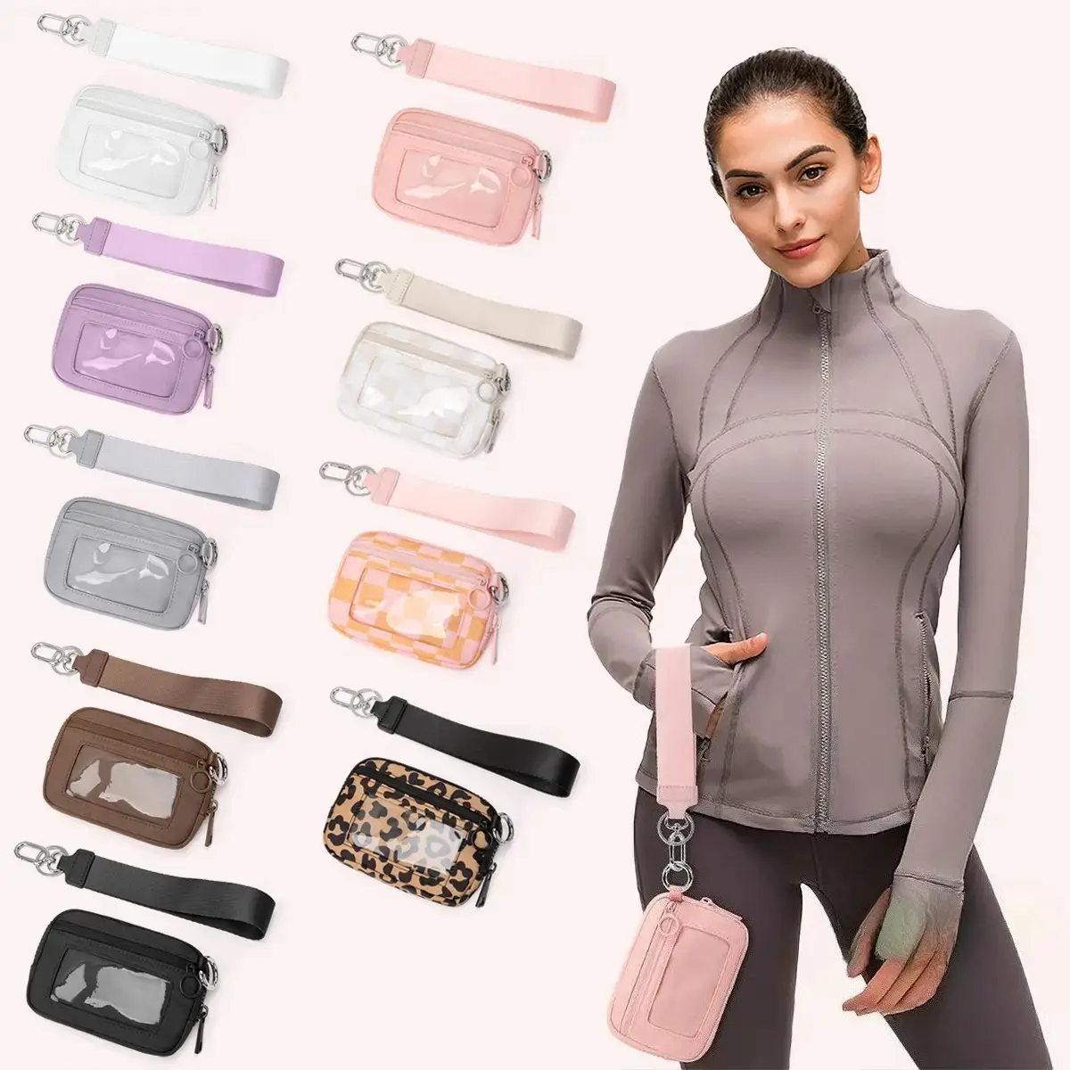 Women Cute Mini Wristlet Wallet, Sport Zipper Card Holder with Detachable Wrist Strap, Waterproof Compact Coin Purse with ID Window, Multi-Pocket Organizer for Running, Traveling and Everyday travel bag beach outfits summervibes, Gifts For Women summerwin