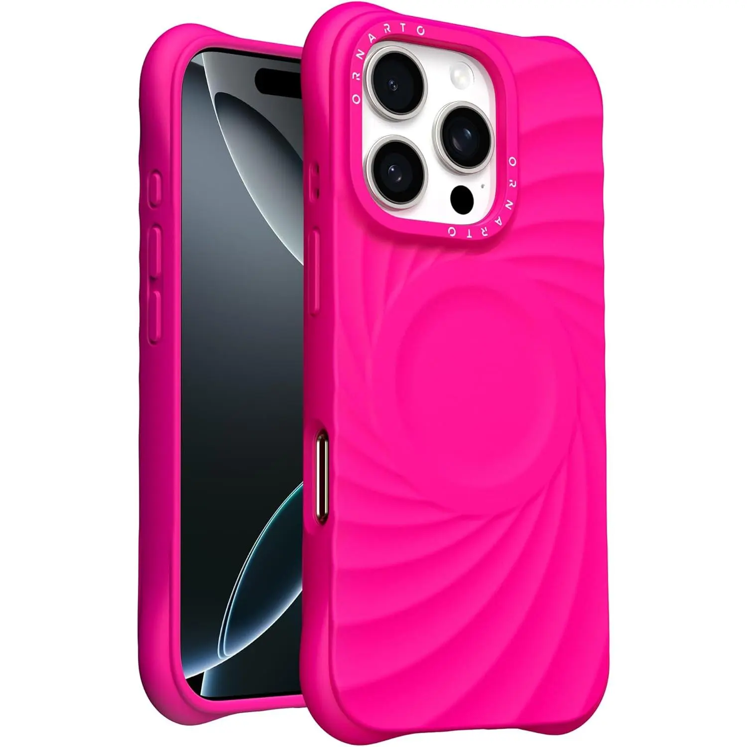 ORNARTO Vortuxe for iPhone 16 Pro Max Case 6.9" | 2X MIL-STD Drop Protection | Compatible with MagSafe | Sleek Aesthetic Liquid Silicone Phone Cover - Hot Pink