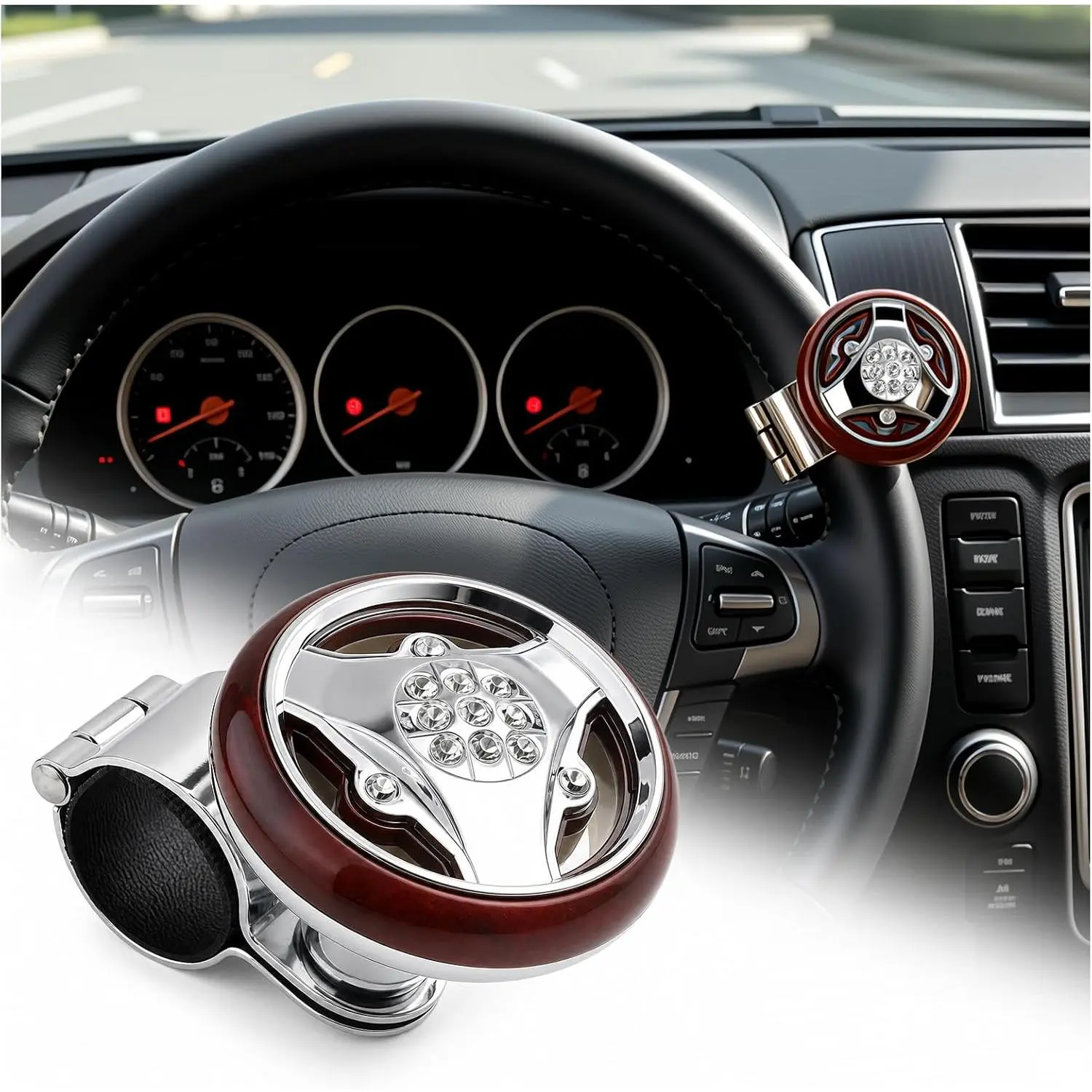 Stylish Steering Wheel Knob Spinner,Non-Slip  Knobs for Steering Wheel with 360° Rotation Ball Bearing, Steerings Wheels Knobs for  Accessories Fit