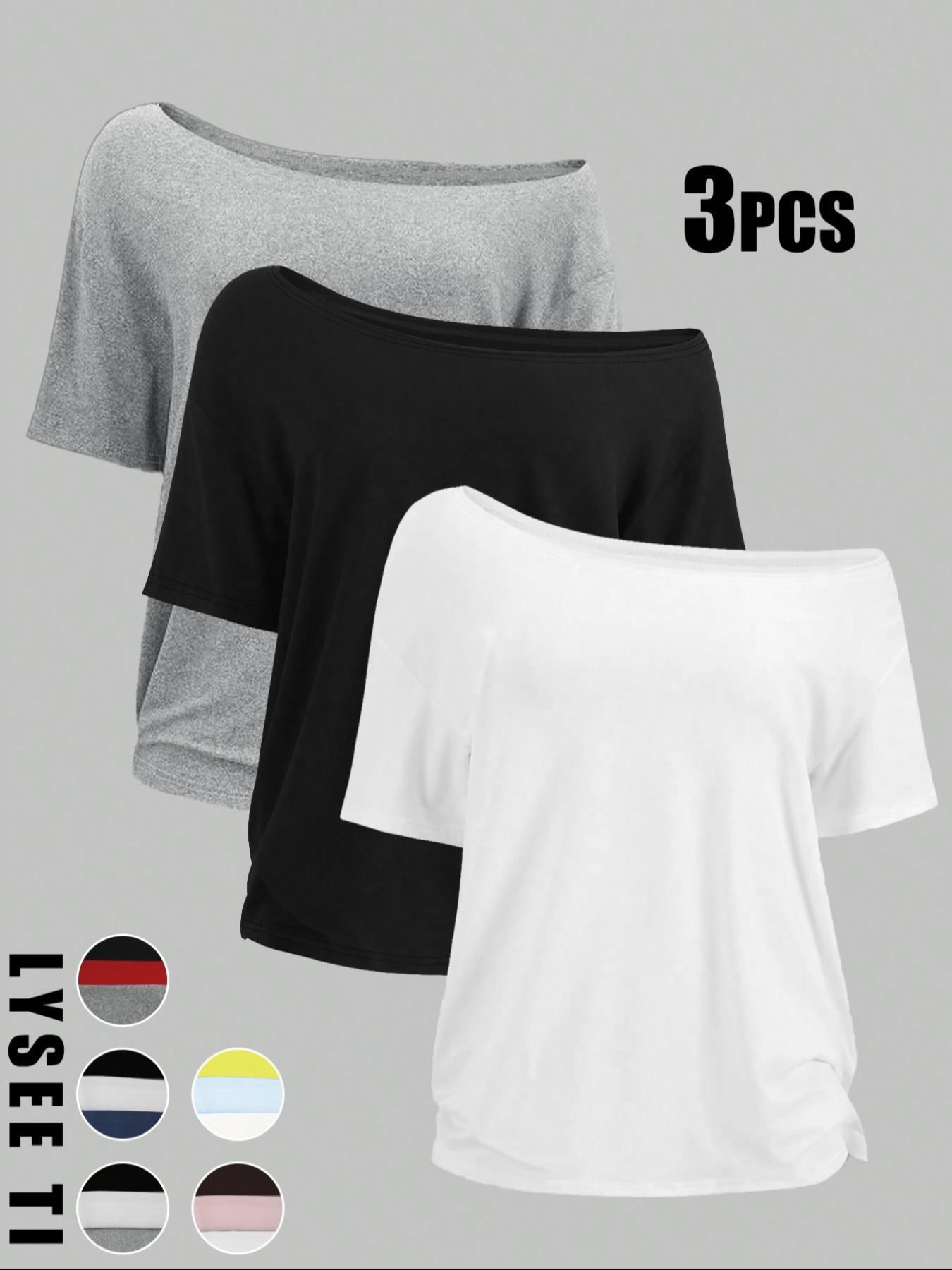 Women's Solid Color Tee, Casual Basic Essential Short Sleeve T-shirt Top, Ladies Clothes for All Seasons, Womenswear Women's Solid Color Tee, Casual Basic Essential Short Sleeve T-shirt Top, Ladies Clothes for All Seasons, Womenswear