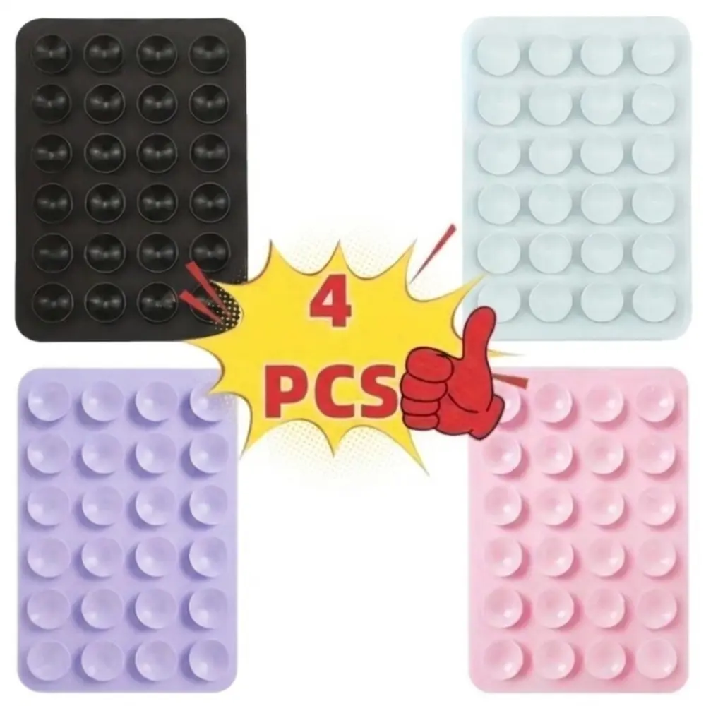 4 Pack Silicone Suction Cup Phone Mount Sticker Strong Adhesion Reusable Washable Stick on Phone Holder Compatible with All Phones Smooth Surfaces