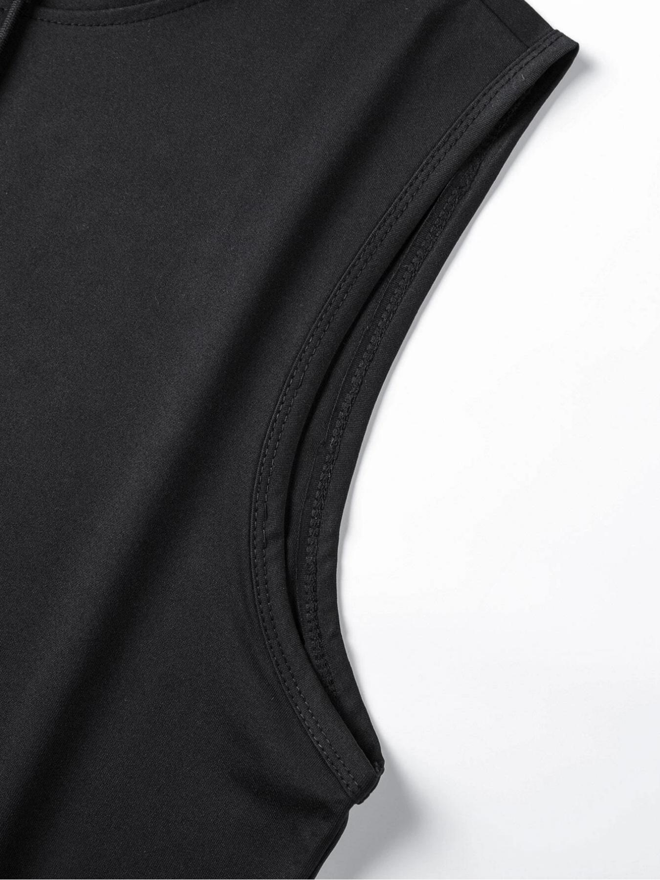 Men's Fashion Sports Hooded Vest, Cartoon Pattern Knit Fitted Summer Style, Moderate Fabric Thickness, Non Sensitive Goods, Brand Name Not Provided, Athletic Workout Clothing