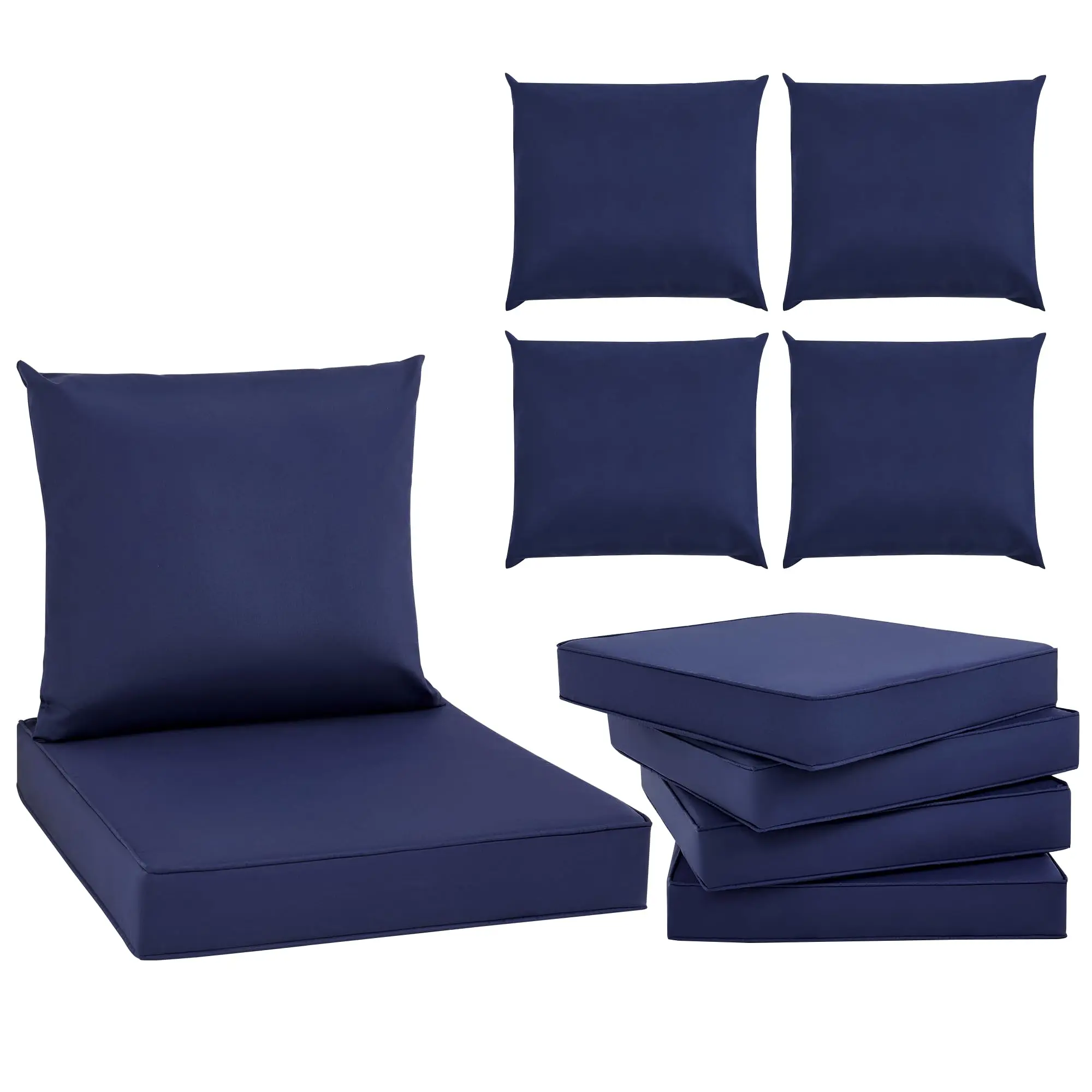 Outdoor Chair Cushions Set of 4 – 24x24 Inch Water-Resistant & Fade-Resistant Deep Seat Cushion with Removable Cover, Non-Slip Bottom & Straps for Patio Furniture