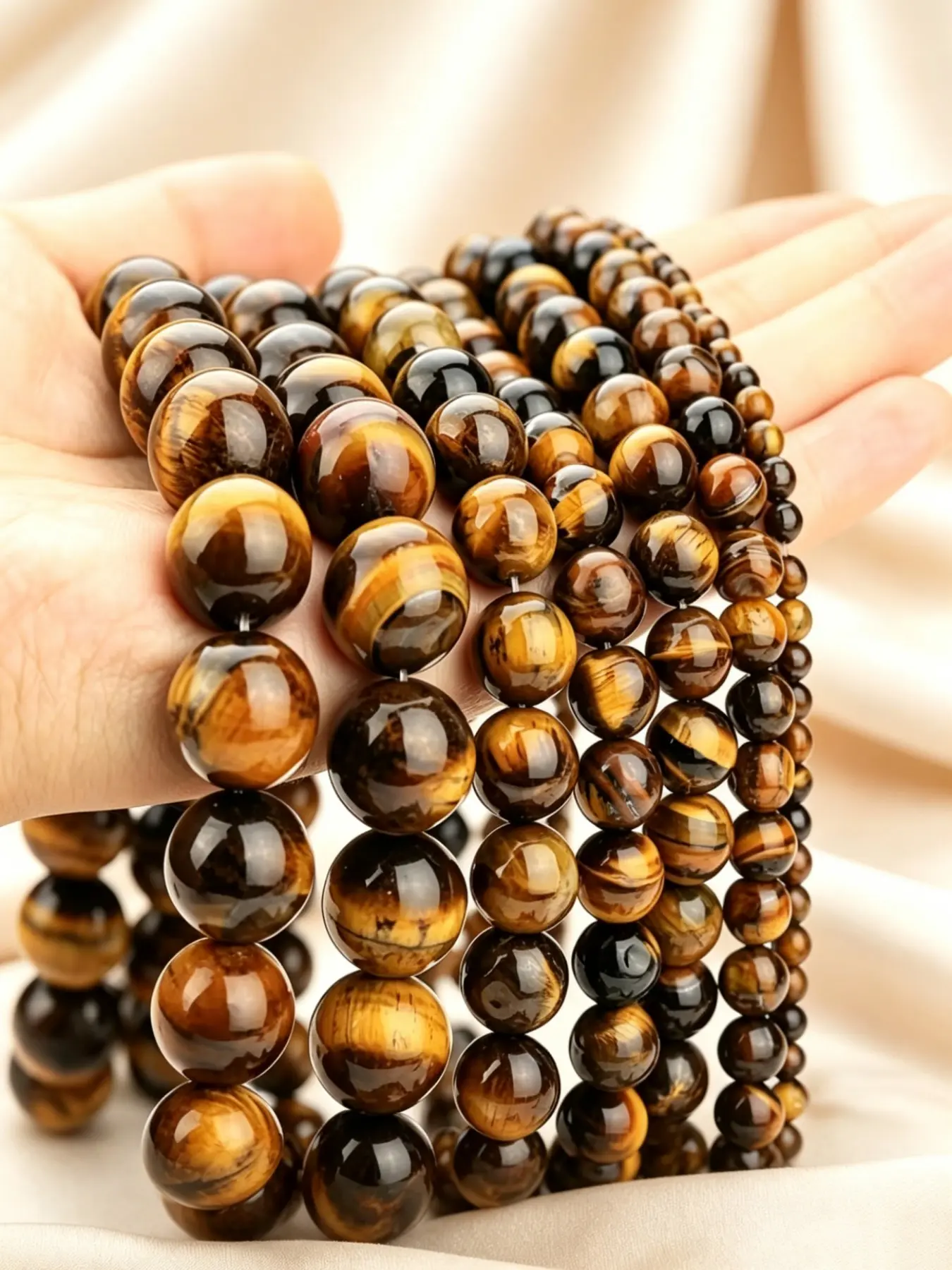 Natural Tiger Eye Stone Gemstone Beads, Round Loose Beads for DIY Jewelry Making, Ideal for Bracelets, Necklaces, Hair, Crafting Supplies