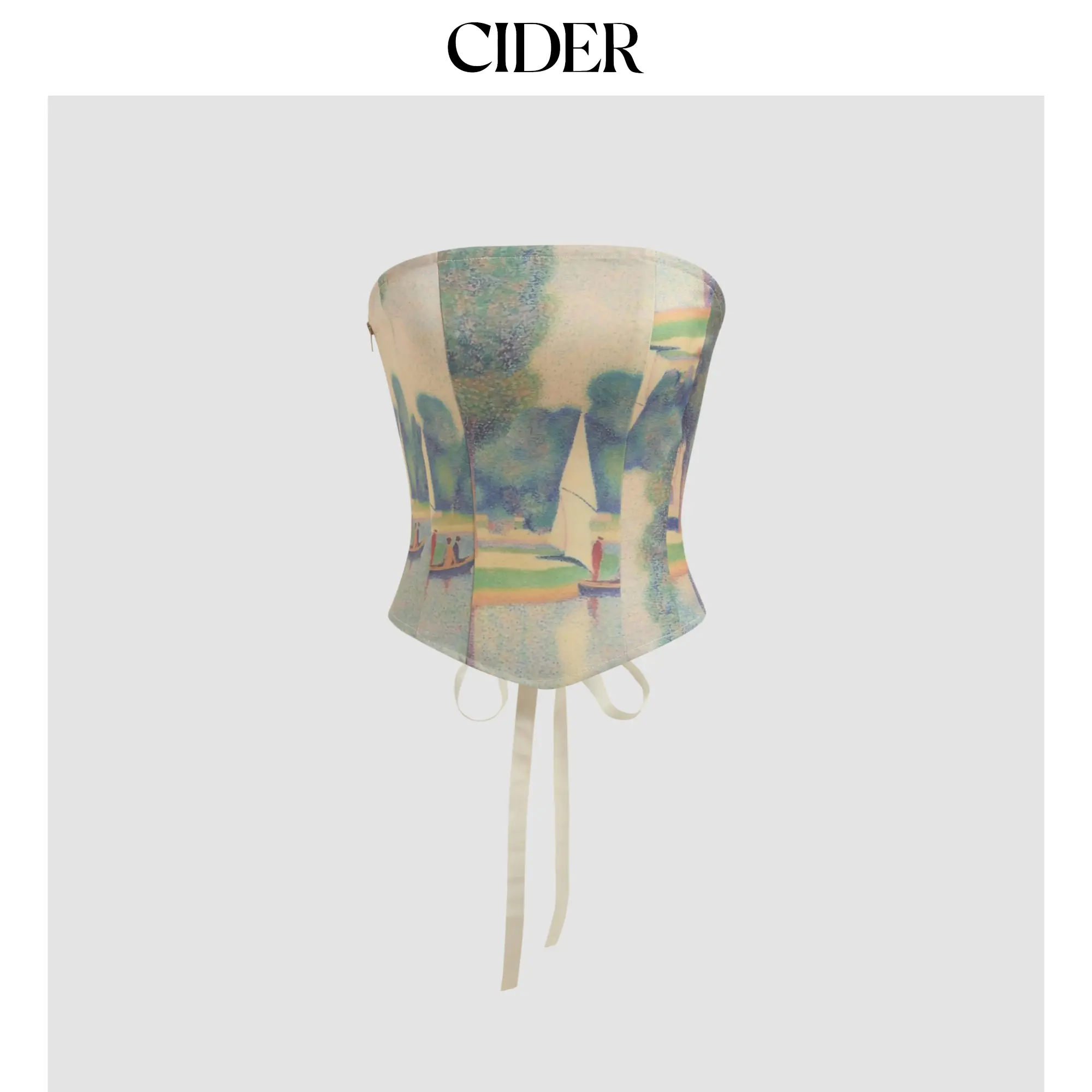 Cider [size 0-10] Abstract Painting Lace Up Corset Tube Top SummerFinds