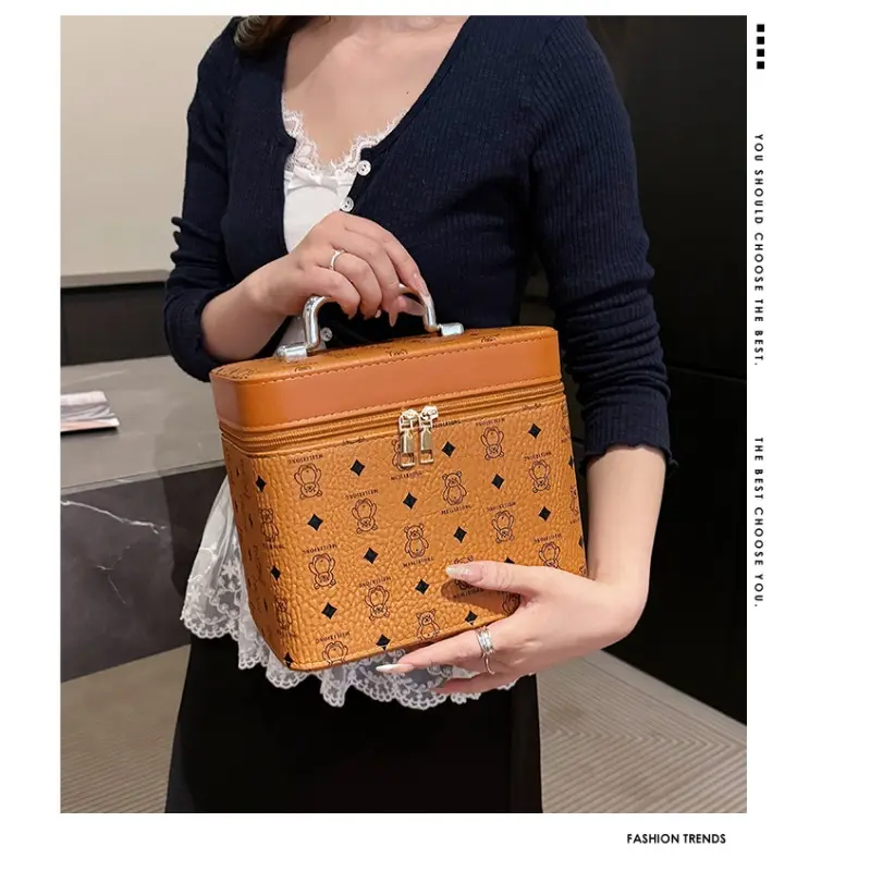 2026 New Cartoon Bear Cross-border Styling Travel Cosmetic Bag Large Capacity Cosmetics Storage Box Portable Cosmetic Case