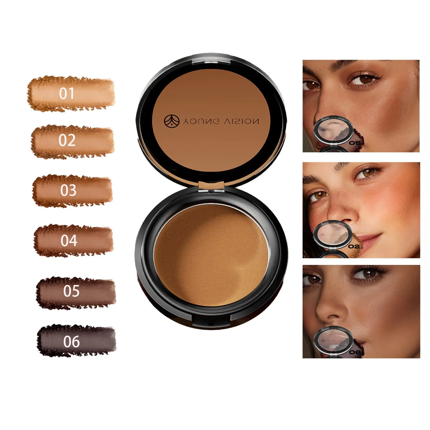 Matte Bronze Contour Powder, Forehead Nose Shadow All-In-One Contour Palette, 6 Colors Available, Multi-Functional Makeup Blush, Bronzers, Contouring Palette